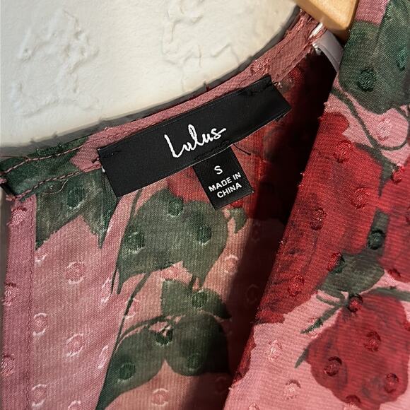 Lulus Romper Red Roses Floral Small Vampire Dark Cottage Eye Catching Moment - Picture 3 of 8